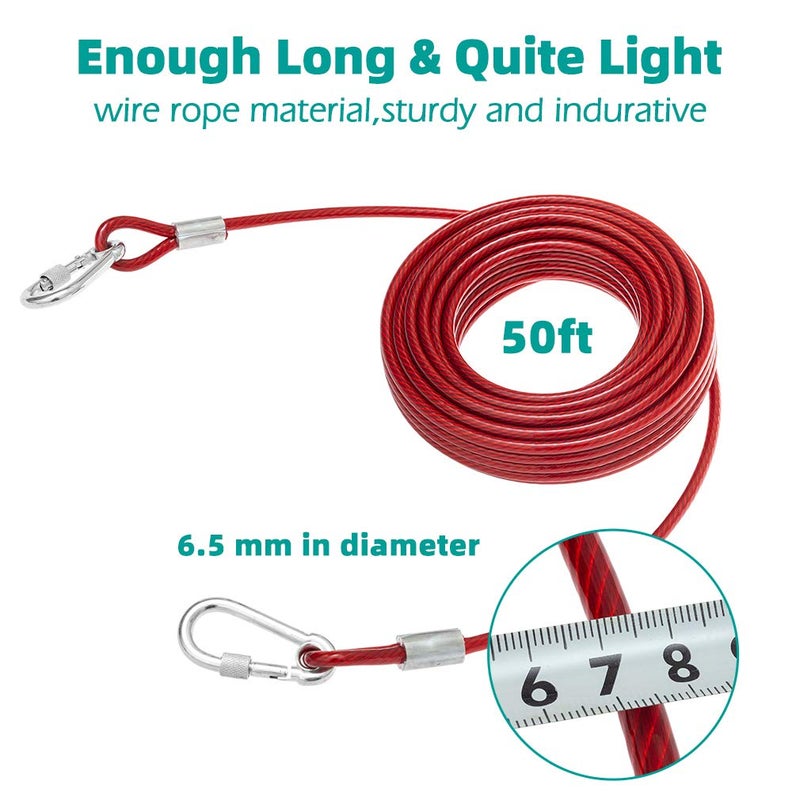 KOOLTAIL Dog Tie Out Cable 50 Feet - Dog Leash for Outdoor Camping Yard Training Heavy Duty Tie-Out Cable for Medium Large Dogs Up to 100 Pounds - Image 5